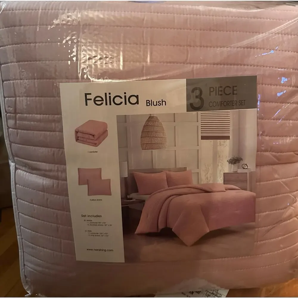 Felicia Blush 3 Piece Comforter Set-Queen